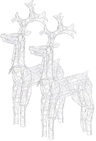vidaXL Rentiere Weihnachtsdekoration 2 Stk., Beleuchtet Weihnachtsfigur, Weihnachtsdeko Weihnachtsbeleuchtung für Innen Außen, Acryl