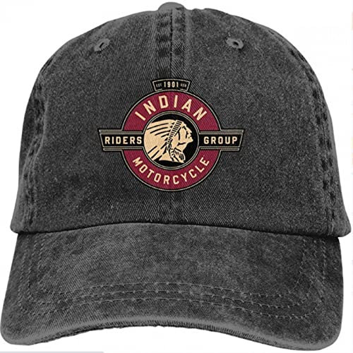 FUWIND Jahrgang Baseball Kappe Runxin Personalisierte Indian Motorcycle Riders Group Logo Coole Hutkappe für Herren Schwarz Geburtstag Geschenk