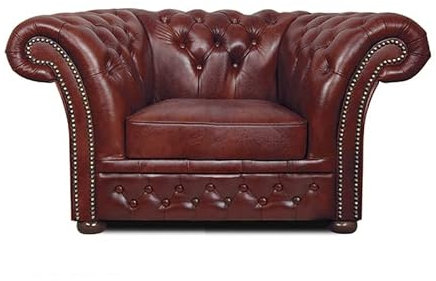 Chesterfield Sessel Winfield Basic Luxus Leder | 2 bis 4 Wochen Lieferzeit (Cloudy Red)