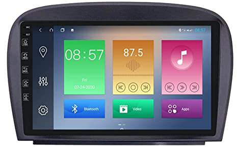 PLOKM Radio Android 11, para Mercedes Benz SL R230 Sl350 Sl500 Sl55 Sl600 Sl65, 9 Pantalla Táctil Autoradio, Radio de Coche Am/FM con Mandos Volante