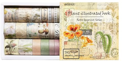 Bailinks Vintage Washi Tape Set für Scrapbooking, 20 Rollen dekoratives Masking Tape mit verschiedenen Mustern für DIY Kunsthandwerk, Bullet Journals, Tagebücher, Planer und Geschenkverpackungen