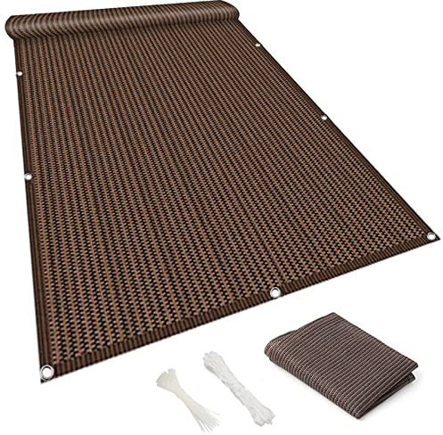 NINGBAI Balkon Sichtschutz Bespannung 120 x 300 cm 95% Privatsphäre, Winddicht UV-beständig Balkonverkleidung Balkonsichtschutz mit Ösen Kabelbinder und Kordel für Terrasse und Zaun, Braun