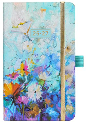 Taschenkalender 2025-2028, 3-Jahres-Monatsplaner 2025-2028, Juli 2025-Juni 2028, 16 x 9,7 cm, 60 Notizseiten, Innentasche, Stiftschlaufe, elastischer Verschluss, perfekter Organizer für Geldbörse