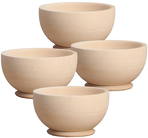 Set of 4 Wooden Bowls for Crafting - Unfinished Wood Dish Blanks - DIY Home Decor - Handmade Wooden Craft Bowl Set - Wood Paint Craft Kit