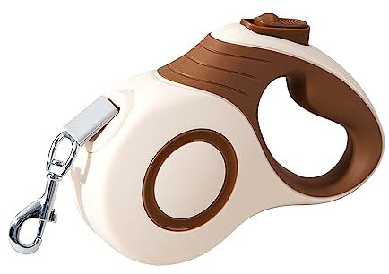 Galatée Einziehbare Hundeleine, Hundeleine Mit Anti-Rutsch-Griff, Einhandbremse, Pausieren, Verriegelung, Starke Nylonband-Leine Für Kleine Bis Mittelgroße Hunde(M, Braun)