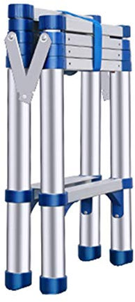 Erwachsene Senioren Haushaltsleiter mit rutschfestem Pedal, Teleskop-Aluminium-Multifunktionsleiter für Küchenbalkon – 5 Stufen (Farbe: Blau, Größe: 5 Stufen) Marriage