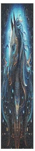 KAAVIYO Weltraumblaues Pferd Skateboard Griptape Rutschfest Selbstklebend Longboard Griptapes Aufkleber Griffband 9x33in,44x10in(1pcs)