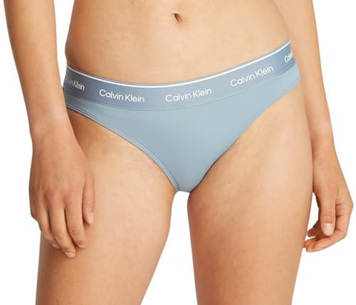 Calvin Klein Bas de Bikini Femme avec Ceinture Emblématique, Bleu (Faded Denim), M