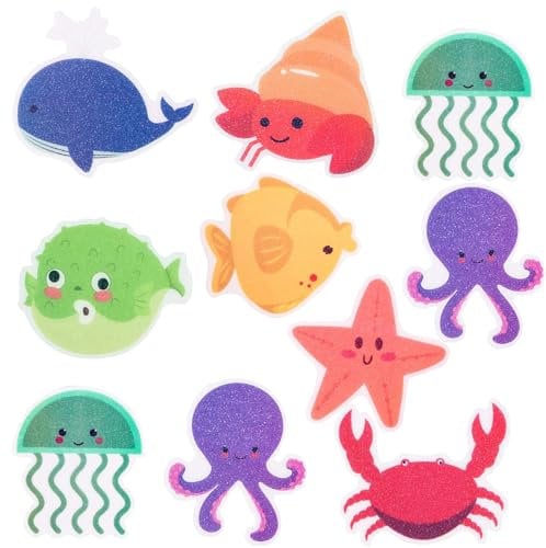 Non-slip Stickers Shower, 10 Pieces Non-Slip Stickers Bathtub, Sea Creature Decorative Non-Slip Stickers, Self-adhesive Bath Sticker Non-Slip Bath Stickers, for Bathtub Bathroom Shower