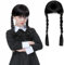 LGZIN Adda-ms Perücke für Kinder Damen, Schwarze Geflochtene Perücken, Adda-ms Cosplay Perücke, Perücken Zopf für Frauen, Mittwoch Kostüm Cosplay für Party Fasching Karneval Halloween
