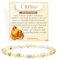 Citrin - Erfolg - Edelstein Perlen Armband für Frauen, 4mm Kristall Silber 925 Naturstein Schmuck Elastisch Armbänder Damen, Chakra Spirituelle Charms Armbänder Geschenke