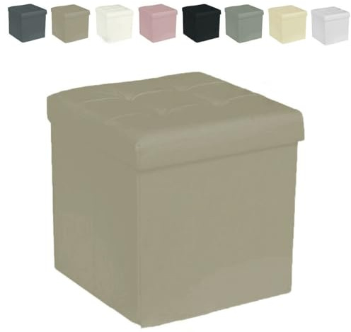 GARGIX PUFF POUF CONTENITORE QUADRATO ECOPELLE PANCA BAULE TRAPUNTATO (SSEL-TORTORA)