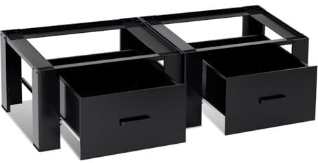 2x Universal Waschmaschinen Unterschrank mit Schublade 62x54x32 cm, Podest für Waschmaschine und Trockner, geräuschreduzierende Gummiauflage, ideal für Waschmaschine, Trockner und
