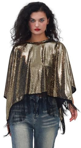 Hippie KostüM Damen Set Fransen äRmellos Karneval Weste Hippie Kleidung Damen 60er 70er Jahre Bekleidung Damen MäDchen Disco Outfit Fransenweste Umhang mit Fransen (E)