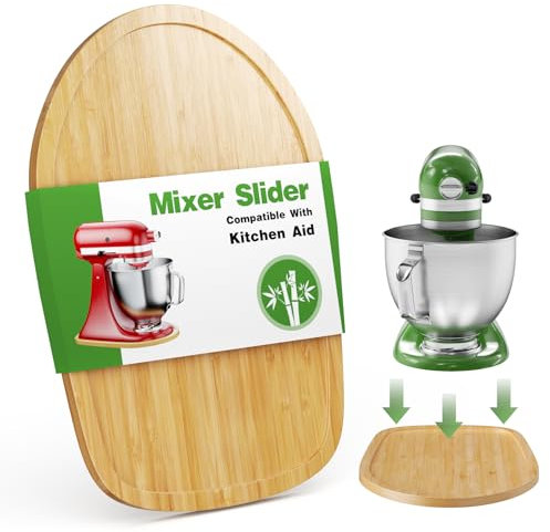 Food-Grade Bamboo Mixer Slider for KitchenAid 4.5-5 Qt Tilt Head Stand Mixer, Appliance Sliding Mat for Kitchenaid Artisan, Kitchen Countertop Storage Accessories Mixer Moving Tray Attachments