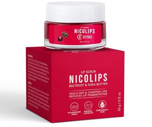 NicoLip.s Lip Scrub Balm Brightening Dark Lips for Men and Women Dry Lips/Smoker/Chapped Lip & Lipstick Stains Removal Lipcare, 20 g