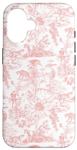 Adrette Koralle Asiatische Dschungel Toile Affe Leopard Lotusblume Hülle für iPhone 16