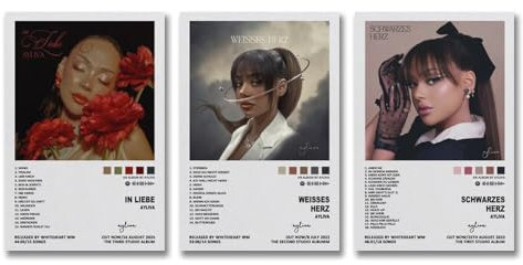 Mianm Ayliva Poster Set: 3 Stück Musik-Sänger Album Cover Poster, Modern, Querformat, Glossy, Wandmontage, Schlafzimmer-Dekor, 20x30cm (3pcs)