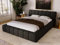 GRAINGOLD Alicante Bett 180x200, Polsterbett mit Bettkasten, Polsterbett mit Stauraum, Bouclé-Stoff, mit Lattenrost, mit Kopfteil, ohne Matratze (Schwarz, 180x200)