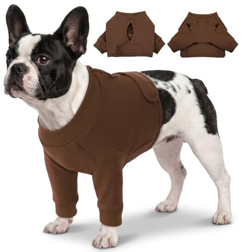 CITÉTOILE hundbody efter oper, sårskyddsdräkter för hundar med ben, främre benskydd för skada hund, anti-sårläckage Op Body hundar, E-krage alternativ, brun, L
