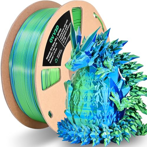 OVV3D PLA Filament 1.75 mm 3D Drucker Filament Silk PLA Filament 1 kg, Zweifarbige Coextrusion Filament PLA, Blau Grün