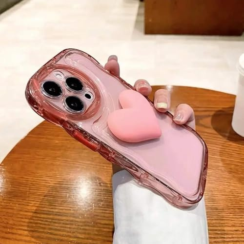 GXZJFC Wave shaped airbag candy colored 3D heart shaped phone case suitable For iPhone 15 14 13 12 11 Pro Max Plus soft silicon case,Pink,for iphone 7 8