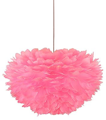 Lustre créatif en Plumes E27, Abat-Jour Rose Moelleux, Hauteur réglable, pour Salon, Chambre à Coucher, Chambre de bébé, Rose 30 cm (Rose 70 cm)
