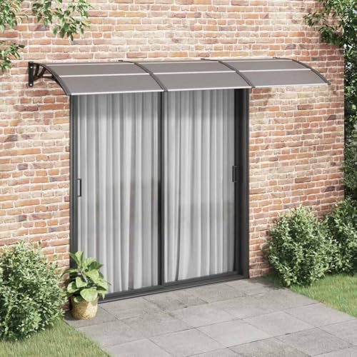 Pensilina da Esterno in Policarbonato, Tettoia Parapioggia 300x75 cm, Nero, Struttura in Alluminio e ABS, Resistente agli Agent Atmosferici, per Porte e Ingressi