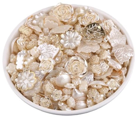 Eieenotee 100G Assorted Vintage Resin Beads Transparent Flower Leaf Beads Gold Plating Baroque Aesthetic Beads