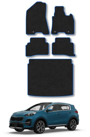 Kia Sportage (2016-2022) Carpet Car Mats | Blue Edge Trim Tailored Fit Floor Mats Full Coverage Protection Accessories Easy Clean Anti Slip Made in the UK