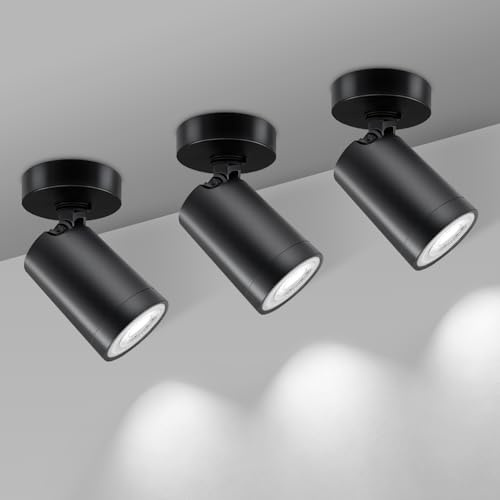 GY LED Deckenstrahler Schwarz - Deckenstrahler 1 Flammig - Moderne Deckenleuchte mit 360° Verstellbarkeit - GU10 Deckenlampe Spot -Küche, Flur, Wohnzimmer - Ohne GU10 Leuchtmittel, 3 Stück