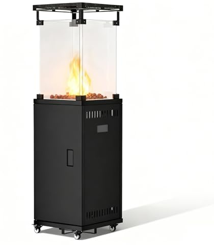 Outdoor Gas Patio Heater - 13kW Powerful Standing Propane Heater with Wheels for Garden - Patio & Outdoor Spaces - Portable Outside Heater Includes Regulator & Hose