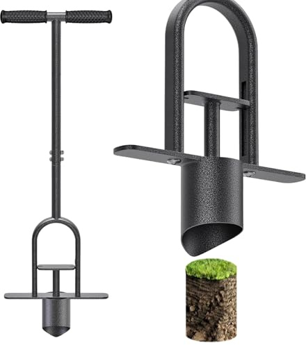 Outil de plantation de bulbes - 87 cm - Avec manche long en forme de plume - Tulipes - Narcisses - Perforateur de pelouse - 11,5 cm de profondeur - Aide à la plantation avec déclenchement automatique
