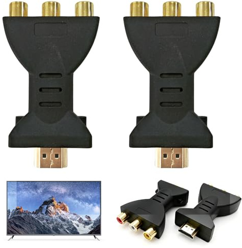 2pcs Adaptateur HDMI vers 3 RCA avec Convertisseur Audio Vidéo, Résolution jusqu’à 1080P, Compatibilité Étendue pour TV, Projecteurs, Moniteurs Anciens Connexion Facile Plug & Play, Matériaux Durables
