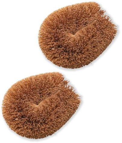Natural Coir Fiber Tawashi Scrub Brush - Traditional Japanese Scrubber for Pots, Pans and Vegetables - 7cm x 11cm - Pack of 2 (Regular)