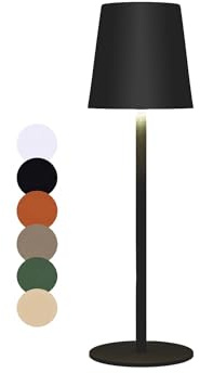 Coen Bakker LED Akku Tischlampe stufenlos dimmbar mit Touch IP44 3 Lichtfarben für Innen & Außen 27,5 x 7cm Tischleuchte Glatt Klein, Farbe:Schwarz