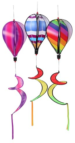 Housoutil Décorations de Jardin 3 Pièces Jouets pour Garçon et Filles Montgolfières et Girouettes à Suspendre pour Décor Extérieur et Célébrations