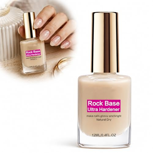 Nude Coffee Nail Strengthener for Weak & Brittle Nails — Extra Strong Nail Hardener with Glossy Finish, Quick Dry Nail Care for Thin, Peeling & Damaged Nails, Natural Nude Base Coat, 12ML