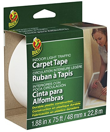Duck Brand Light Traffic Carpet Tape, 1.88-Inch x 75 Feet, Single Roll, White (394621)
