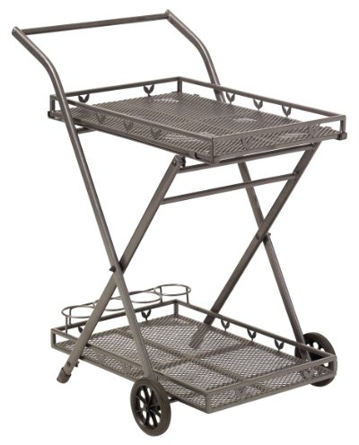 Greemotion Servierwagen Toulouse, Eisengrau, mit Tablett | Rollbarer Servierwagen aus Metall mit abnehmbarem Tablett, für Terrasse, Balkon, Garten und Küche