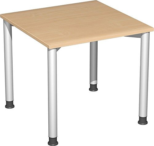 Gera Möbel 4 Fuß Flex Schreibtisch, Holzdekor, buche/Silber, 80 x 80 x 72 cm