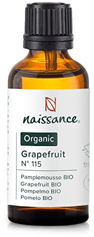 Naissance Organic Grapefruit Essential Oil (No. 115) - 50ml - Pure, Natural, Certified Organic, Cruelty Free, Vegan, and Undiluted - Use in Aromatherapy, Massage Blend & Diffusers