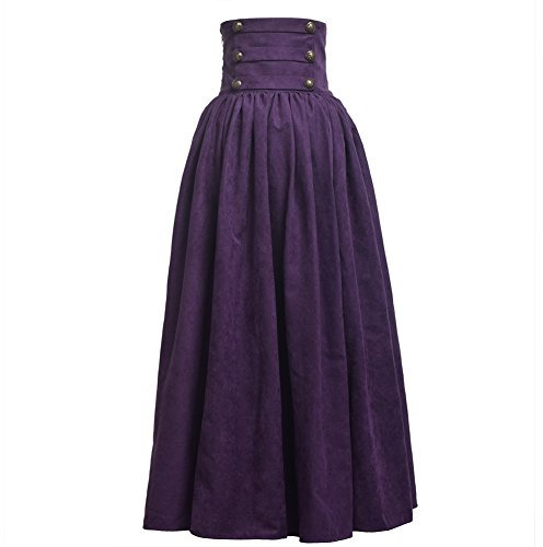 BLESSUME Abito Vittoriano Gothic Gonna Lunga Steampunk Donna Skirt (L, Viola)