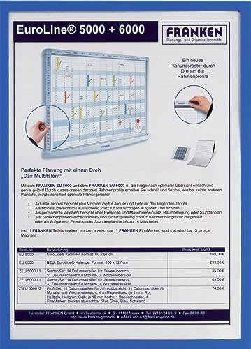 FRANKEN Dokumentenhalter Frame It X-tra!Line, DIN A4, magnetisch, 5 Stück, blau, ITSA4M/5 03