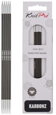KnitPro Karbonz Double Pointed Needles 8 (20cm) | 2.50 mm