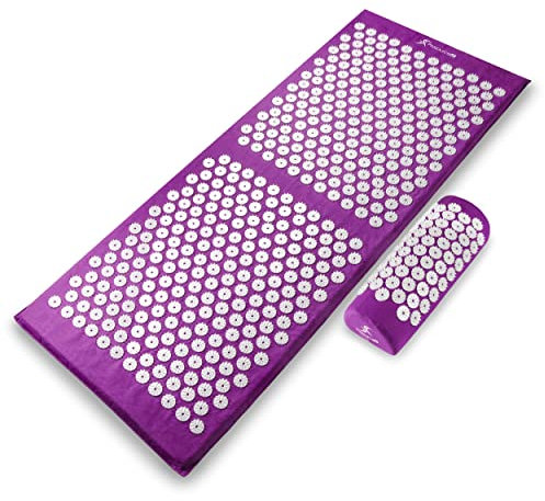 ProsourceFit Acupressure Mat and Pillow Set for Back/Neck Pain Relief and Muscle Relaxation, Purple