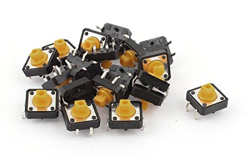 sourcing map 20pcs Mini micro pulsador momentáneo de 12x12x8mm 4 Pin SPST