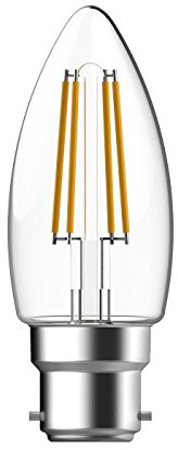 Energizer LED Energy Saving Filament Light Bulb, Candle, B22, 2.4 W, Warm White