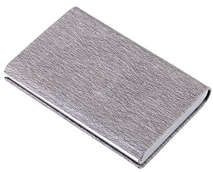 Troika Kreditkartenetui mit Ausleseschutz (für RFID-Chips), für ca. 10 Karten, magnetischer Verschluss, Kunstleder/Edelstahl, glänzend, grau
