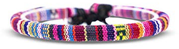 Made by Nami Surfer Fußband Damen & Herren - Boho Ethno Hippie Fußkettchen - Handmade Strand Festival Accessoires - 100% Wasserfest & Verstellbar - 100% Ökologische Baumwolle Rund (Pink)